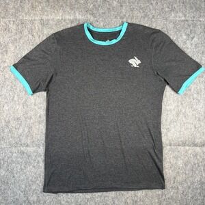 Rabbit Running T-Shirt Men's Small Short Sleeve Gray Blue Stretch Training